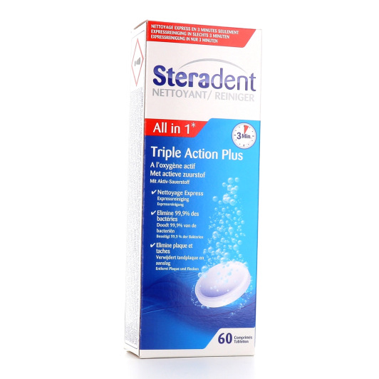 Comprimés effervescents Steradent Triple Action Plus