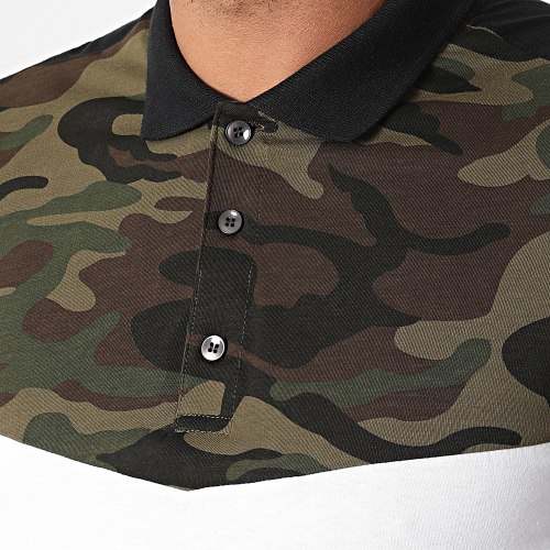 Polo Manches Courtes Tricolore 1762 Noir Blanc Vert Kaki Camouflage