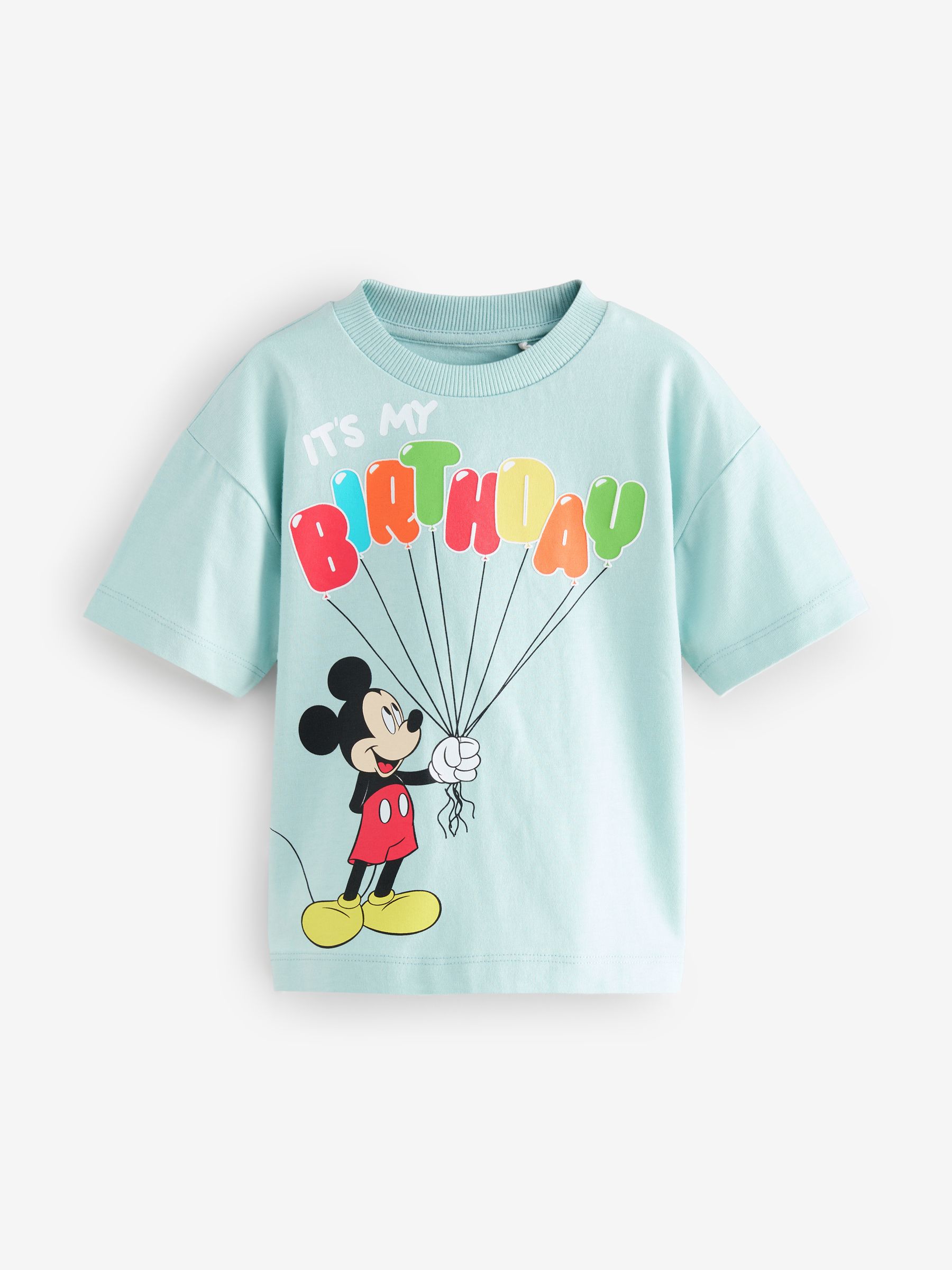 Blauw - Mickey Mouse T-shirt met korte mouwen voor verjaardag (12mnd -8jr)