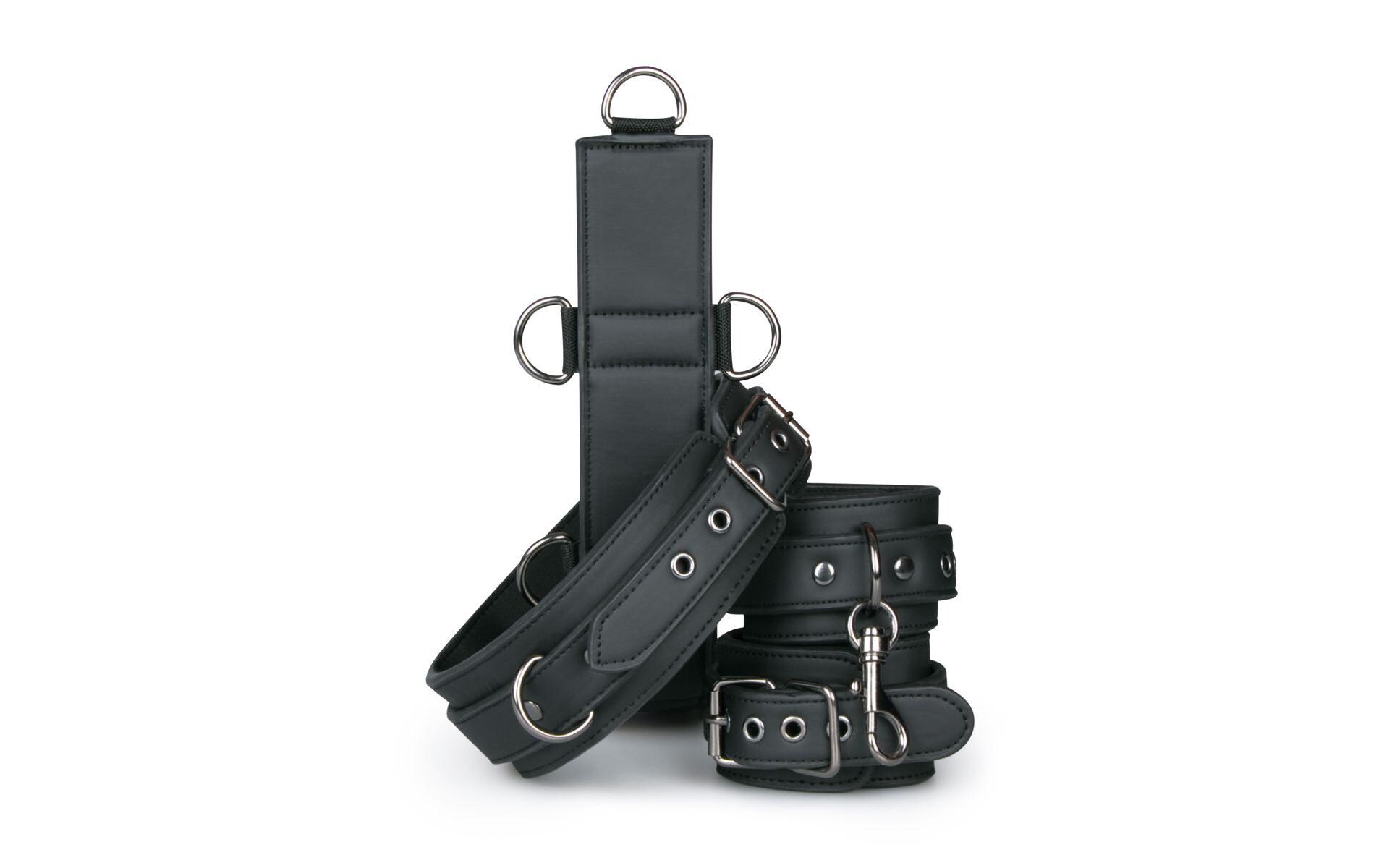 Nacken und Handgelenksfesseln SchwarzHochwertiges Bondage-Set