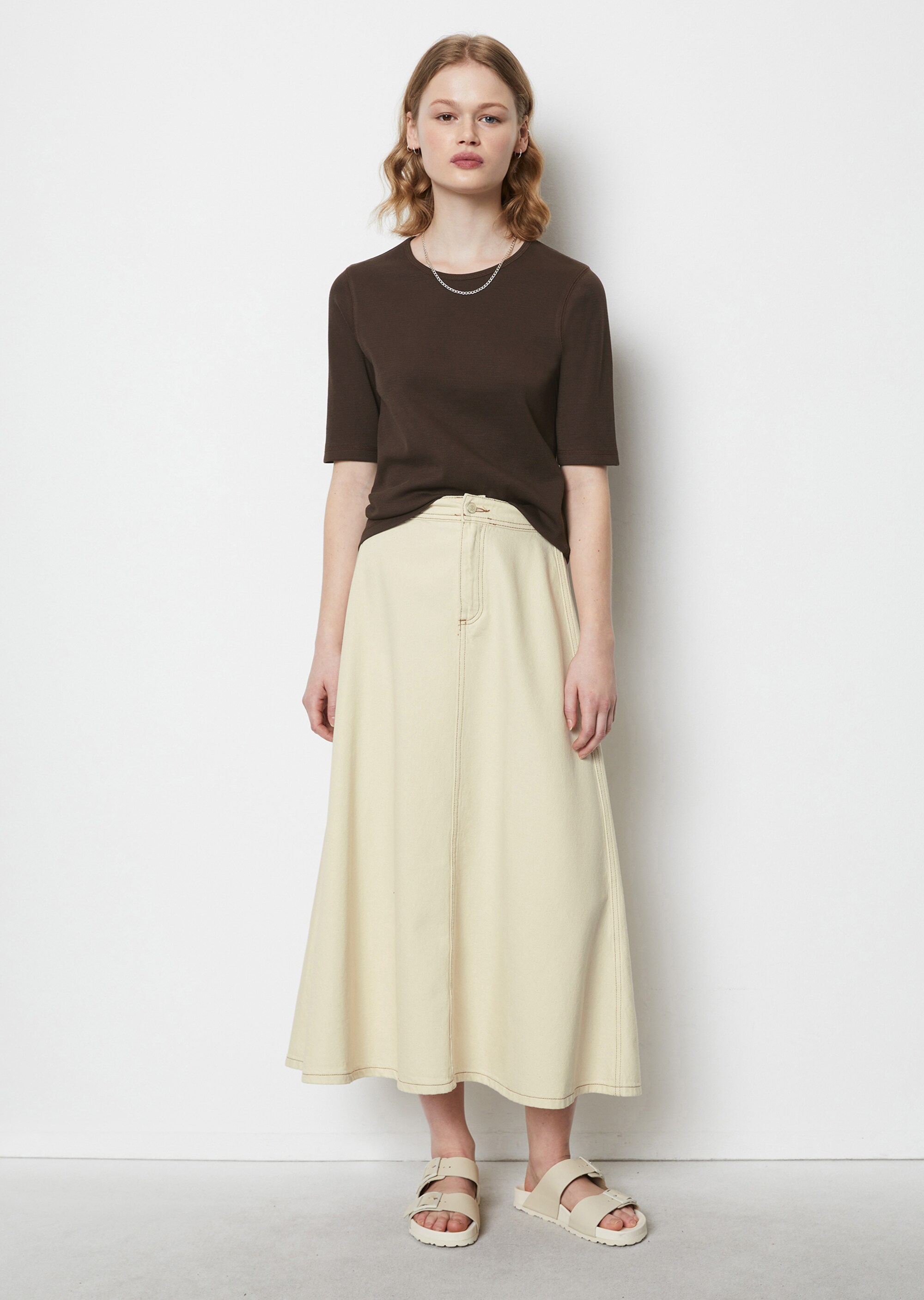 T-Shirt mit feiner Strukturaus Organic Cotton-Jersey