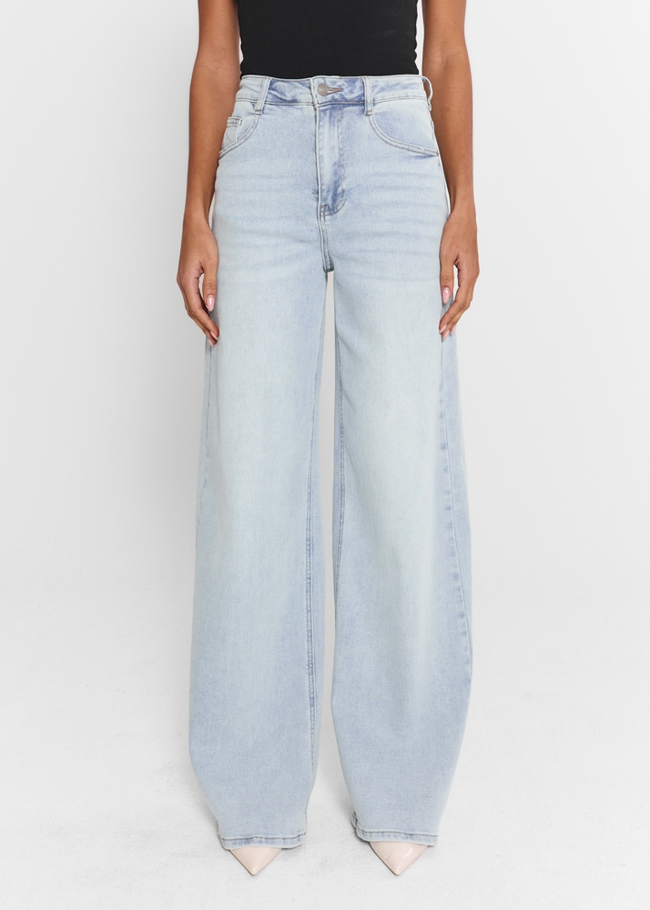 Wide leg stretch jeans breeze blauw