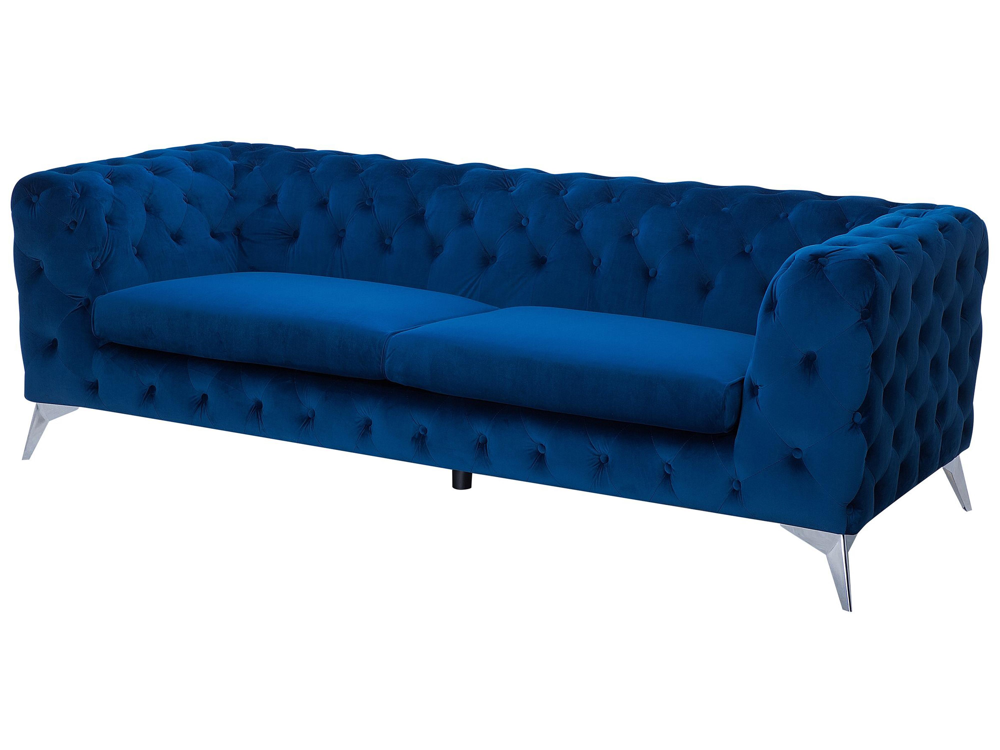 Bank 3-zits SOTRA Fluweel Marineblauw