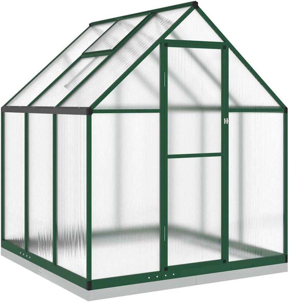 Gewächshaus Treibhaus mit Transparent PC Platten Dachfenster & Tür & Fundament Winterfest Gartengewächshäuser Begehbares Pflanzenhaus für Garten Outdoor Silber 100 x 100 x 60 cm Edelstahl