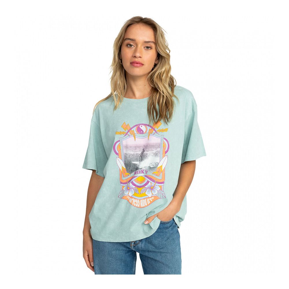Roxy GIRL NEED LV A - Tee-shirt Femme blue surf