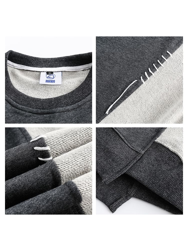 Chuoku - Asymmetrische sweatshirt met ronde hals en patchwork