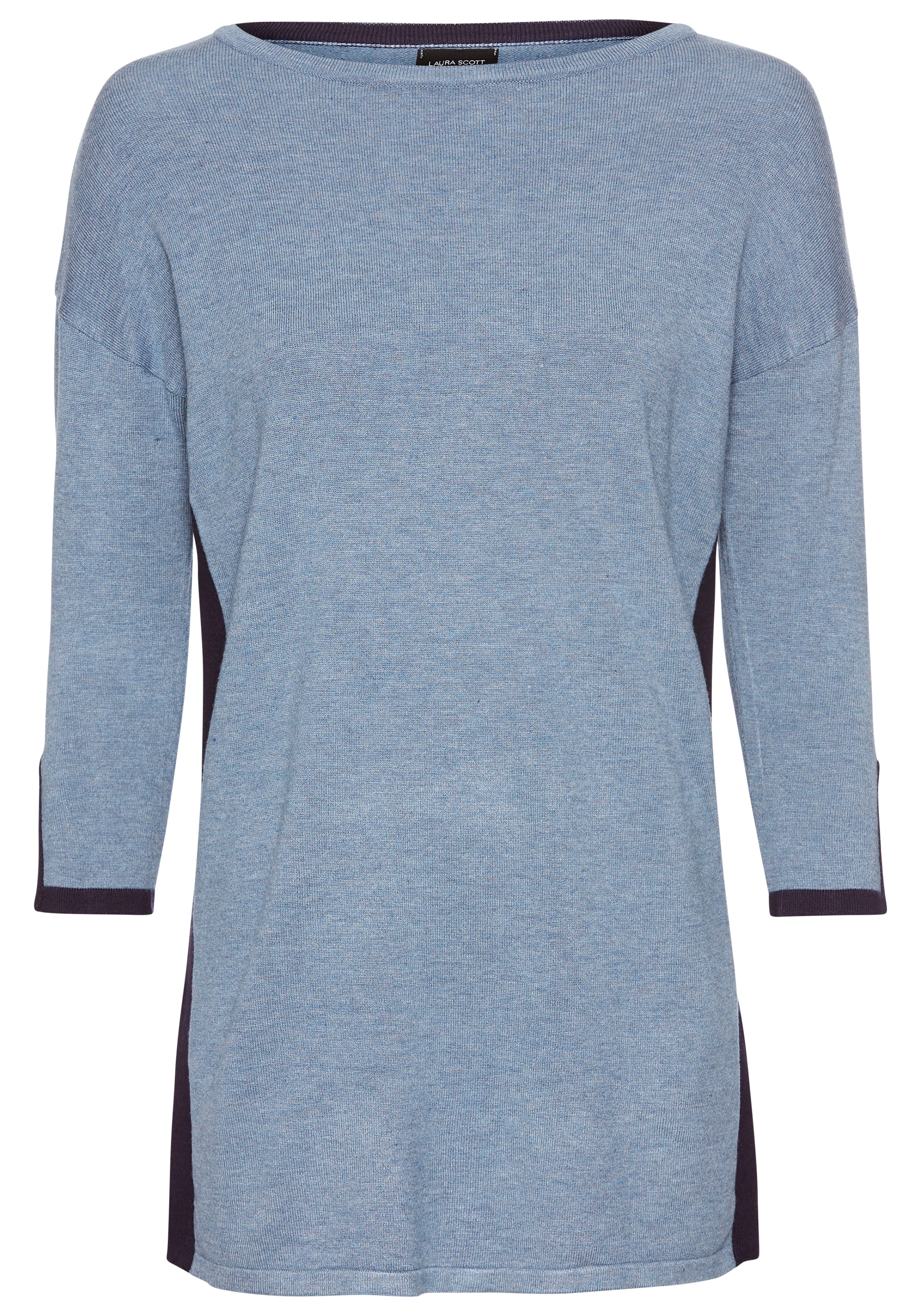 Laura Scott Longpullover , mit feinen Kontrastdetails und Seitenschlitz