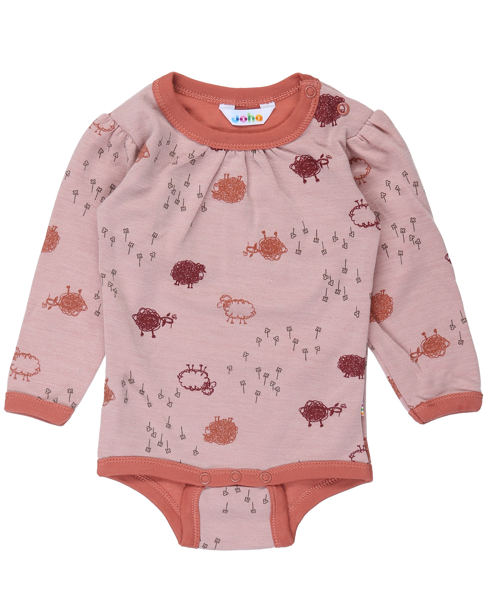 Langarmbody 4039 SHEEP AOP in peach