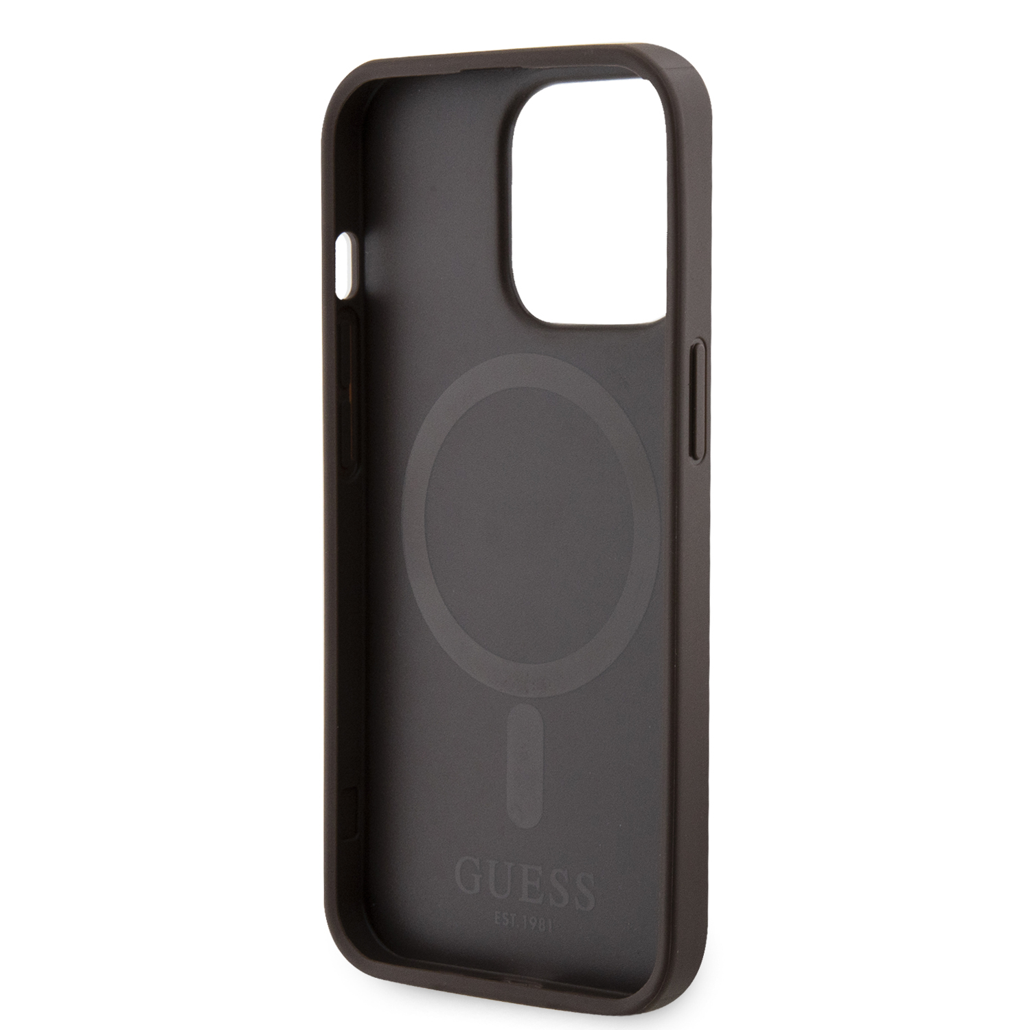 iPhone 13 Pro MagSafe Leder Hardcase Hülle 4G Printed Stripes (GUHMP13LP4RPSW) - Braun