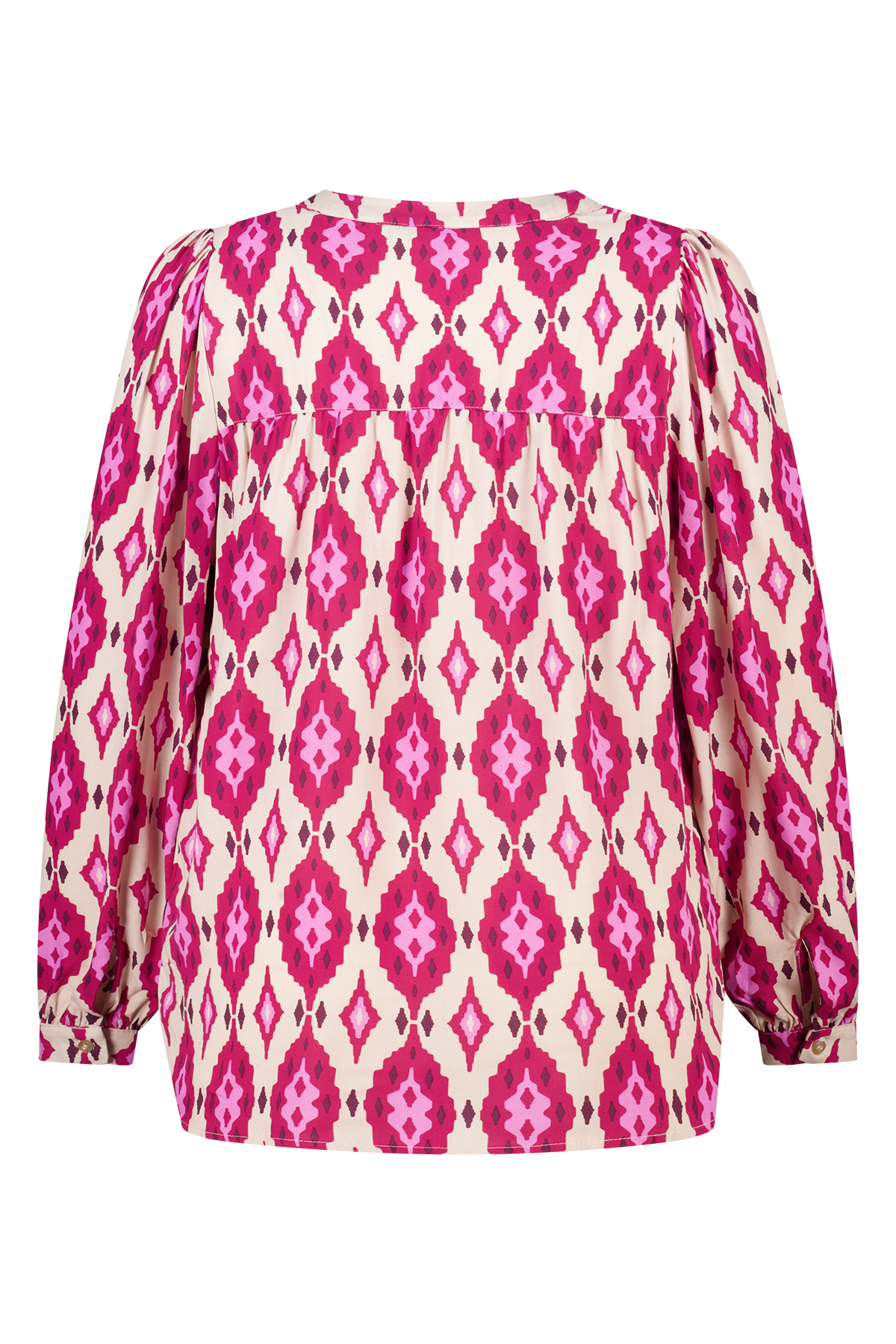 Blouse met print en klosjes Multi Bessen rood