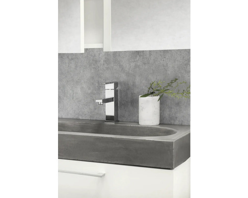 Badkamermeubelset Differnz Somero BxHxD 60 x 57 x 38 cm, frontkleur wit hoogglans met wastafel betongrijs