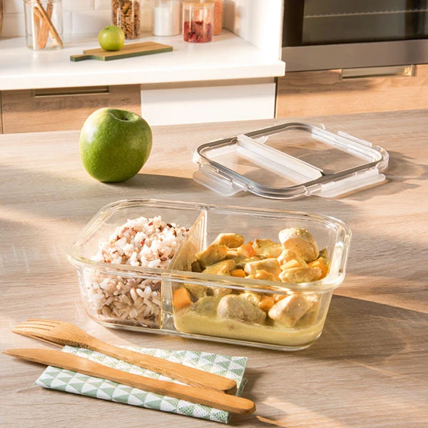 Boîte en verre borosilicate 2 compartiments 950 ml Mathon