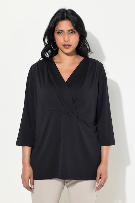 Shirt, Wickeloptik, V-Ausschnitt, 3/4-Arm, Modalmix