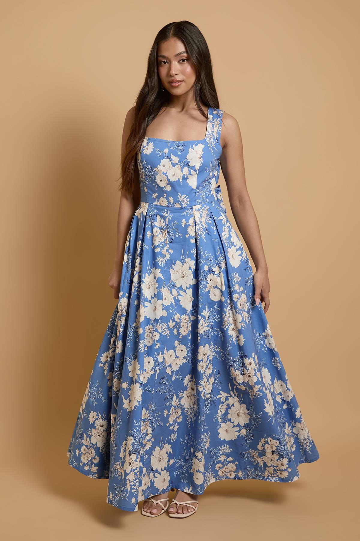 Oasis Robe Maxi D'occasion À Encolure Carrée En Coton Petite