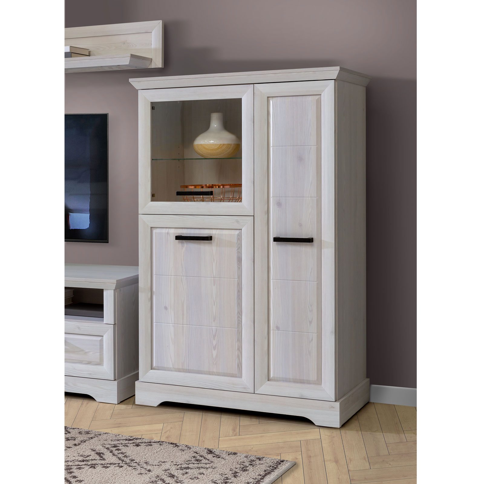 Highboardvitrine - Sibiu Lärche - 3 Türen - 147 cm hoch