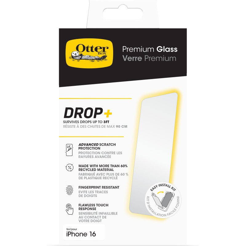 OtterBox Premium Glass Series pour Apple iPhone 16, Transparente