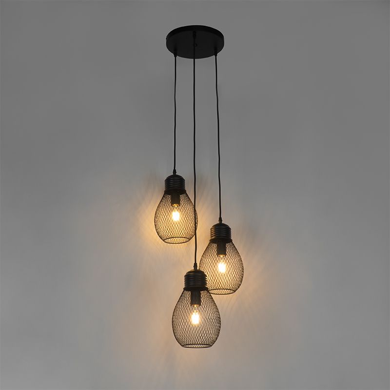 Design hanglamp zwart 3-lichts - Raga