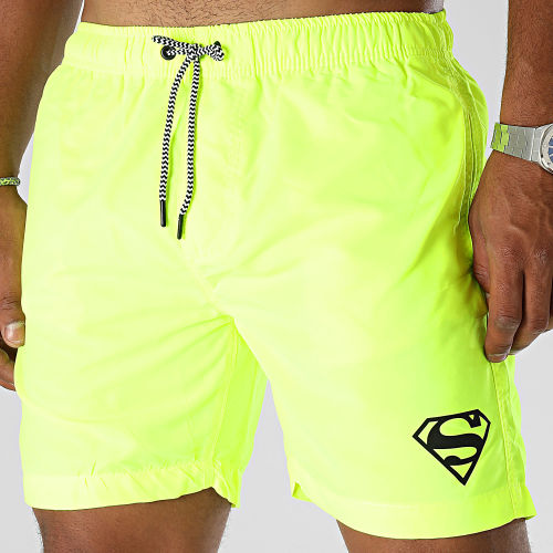 Short De Bain Logo Jaune Fluo Noir