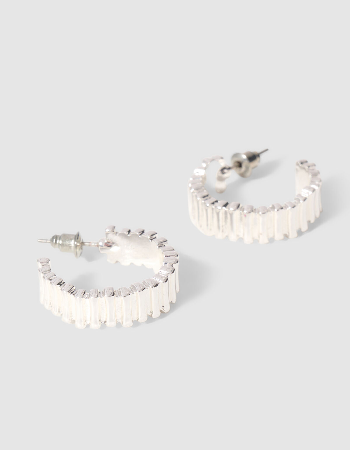 Striped Hoop Oorbellen Zilver