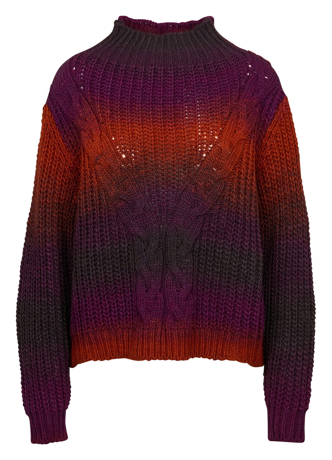 Pull col rond montant effet tie and dye | Violet