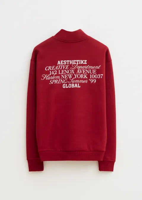 Half zip sweater met tekst rood (ROO.D)