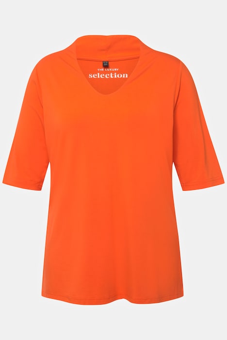 T-Shirt, Kelchkragen, V-Ausschnitt, Halbarm