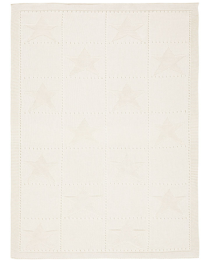 Strickdecke STERNE (100x75) aus Baumwolle in creme