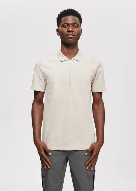 Polo met rits bruin (TAUPE)