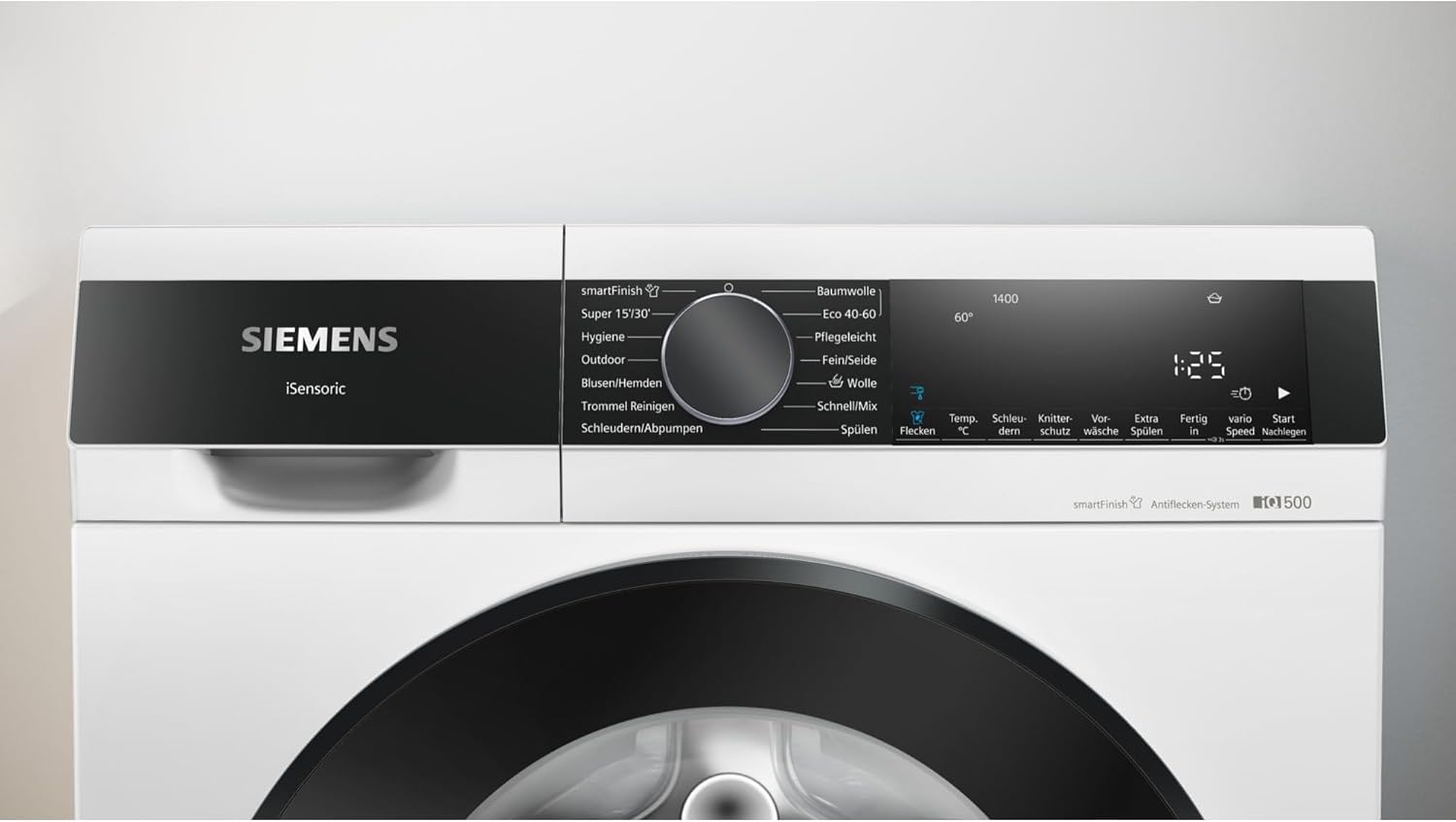 Siemens WG44G2Z22, iQ500 Waschmaschine 9 kg, 1400 UpM, Antiflecken-System, smartFinish für weniger Bügeln, Schneller Waschen mit speedPack L, waterPerfect Plus, Nachlegefunktion, LED-Display