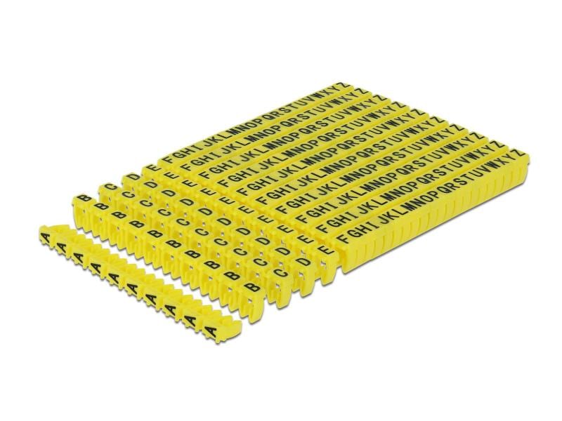 Delock Kabelkennzeichnung Clips A-Z  gelb, 10x 26 Stück Delock Kabelmarker Clips A-Z gelb 260-teilig