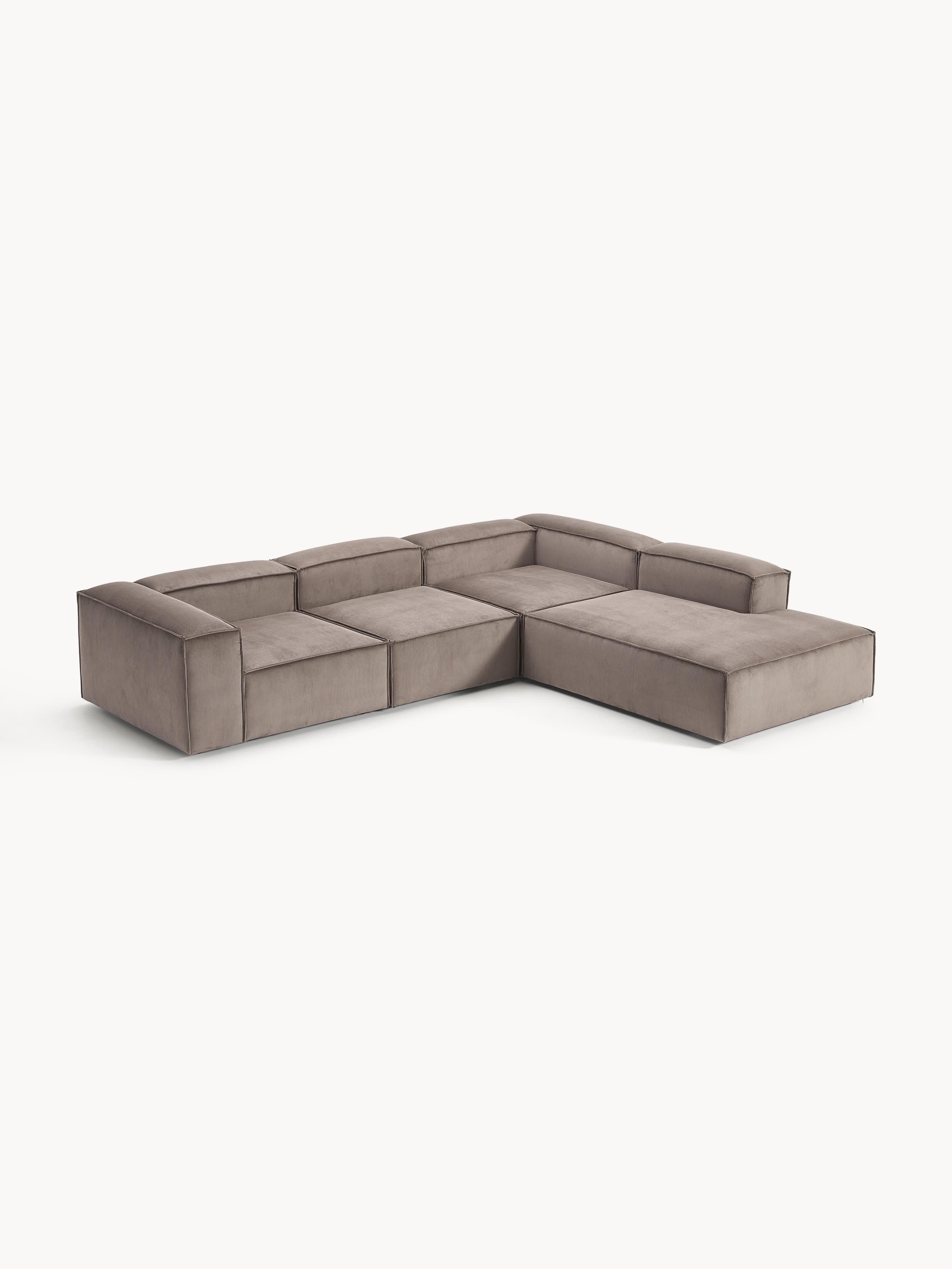 XL modulaire hoekbank van ribfluweel Lennon (4-zits)