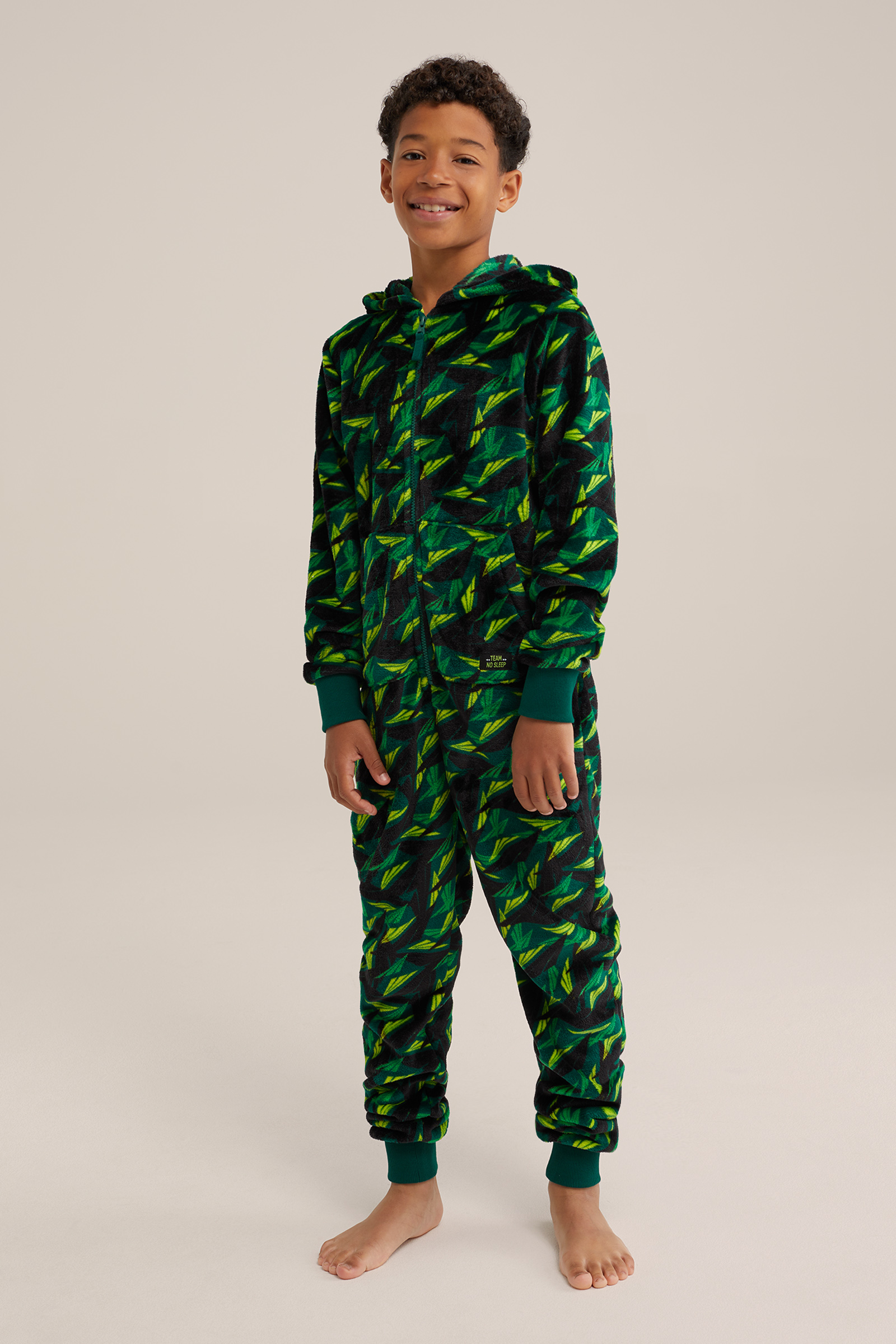 Jongens onesie met dessin WE Fashion Donkergroen