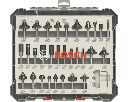 Frees, groeffrees, afrondfrees, schijffrees, sponningfrees, profielfreesset Bosch Professional Carbide 30-delig.