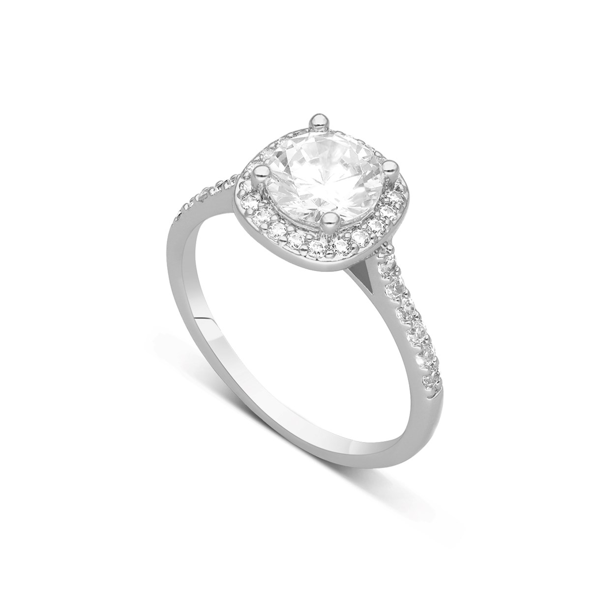Bague Solitaire Carré Argentée