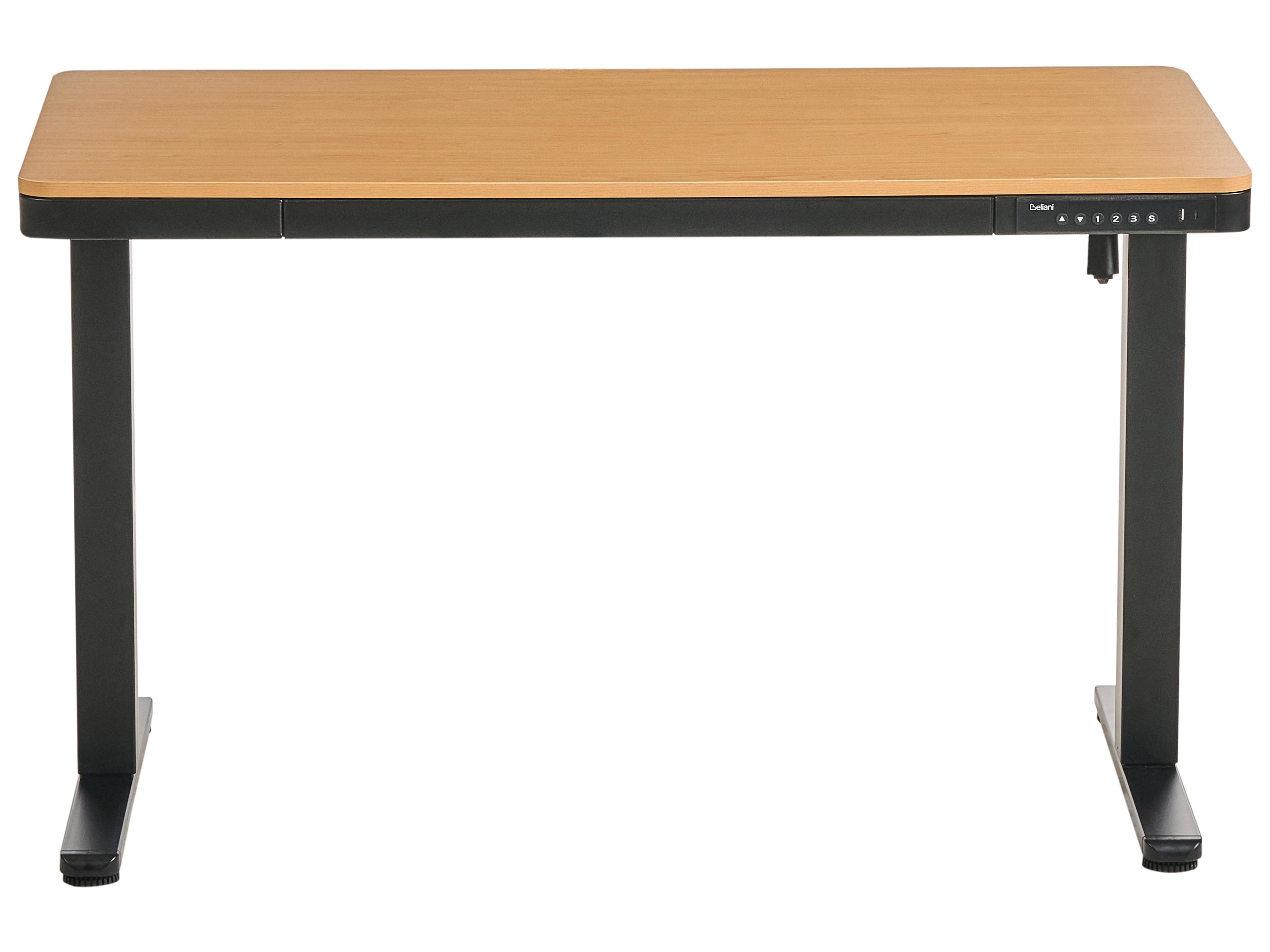 Elektrisch verstelbaar sta-bureau PENLY Zwart/lichtbruin 120 cm 60 cm met USB-poort