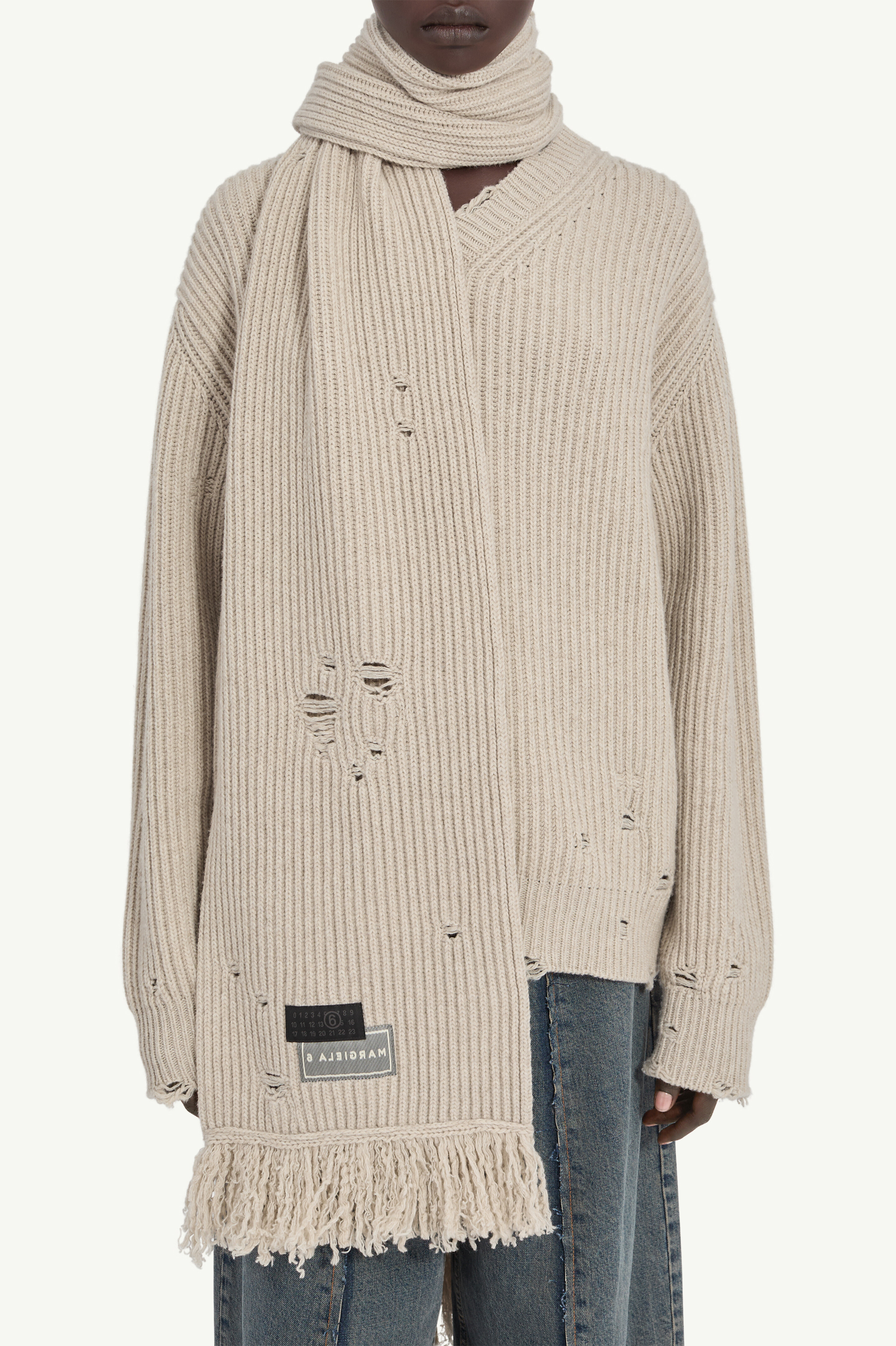 Écharpe en laine pour femme | MM6 Nude