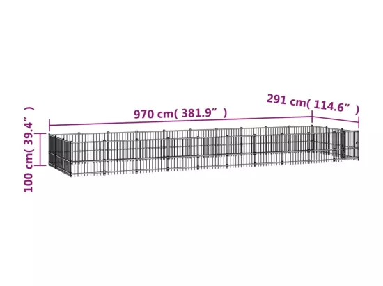 Chenil cage enclos pac noire 970 x 291 x 100 cm 02_0041827