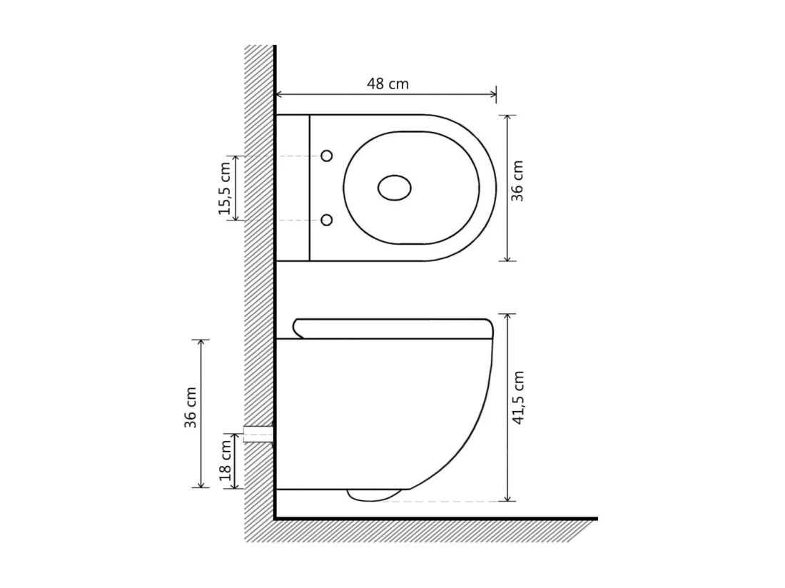 Toilette suspendue au mur blanche 36 x 48 x 41.5 cm 02_0003587