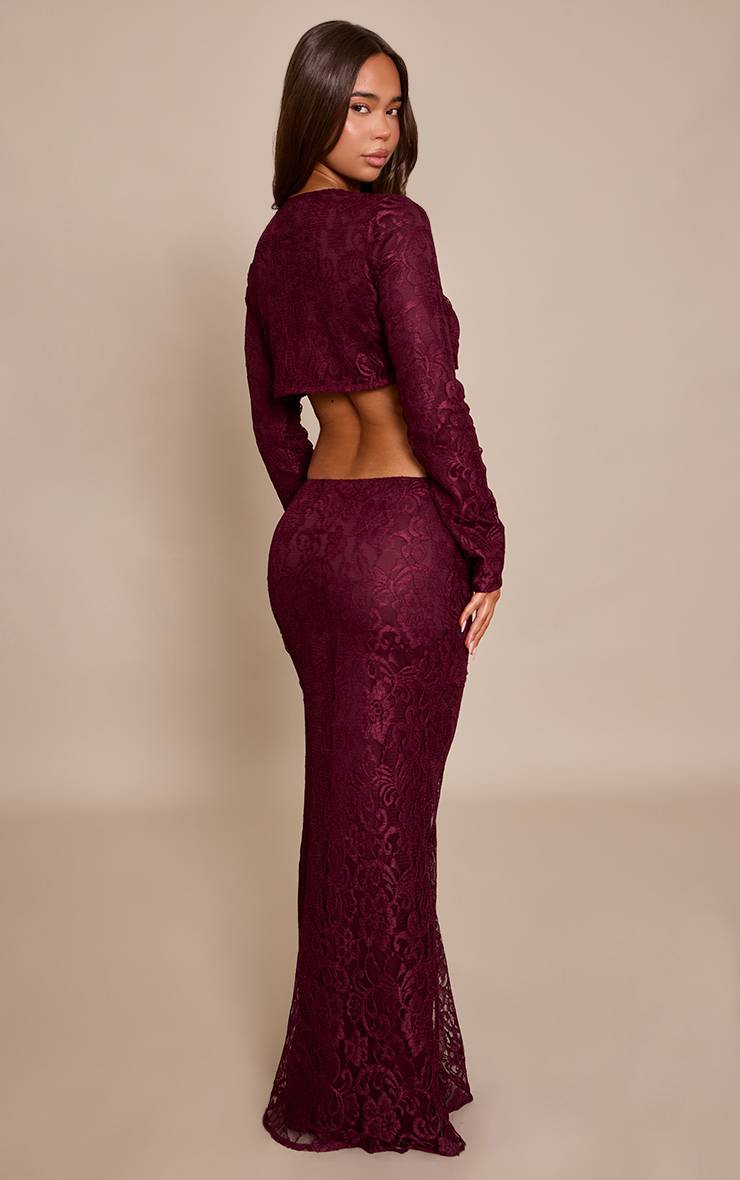Prune Jupe Longue En Dentelle Taille Mi-haute
