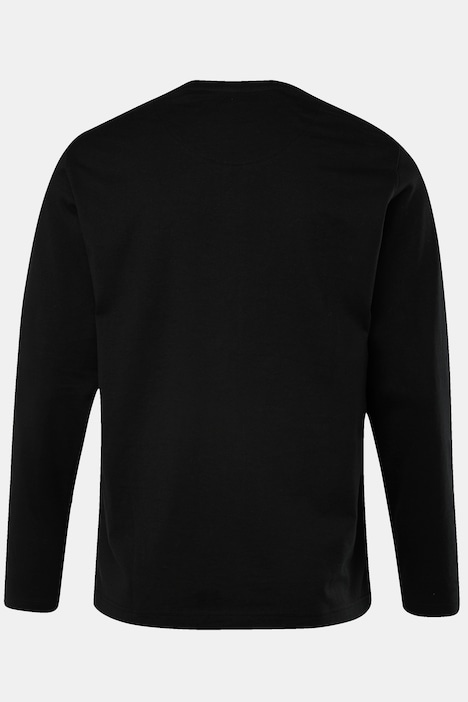 Men+ T-Shirt, Langarm, Druck vorne, bis 8 XL