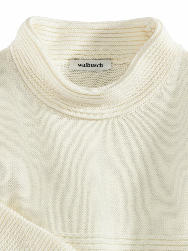Kaminkragen-Pullover Querrippe