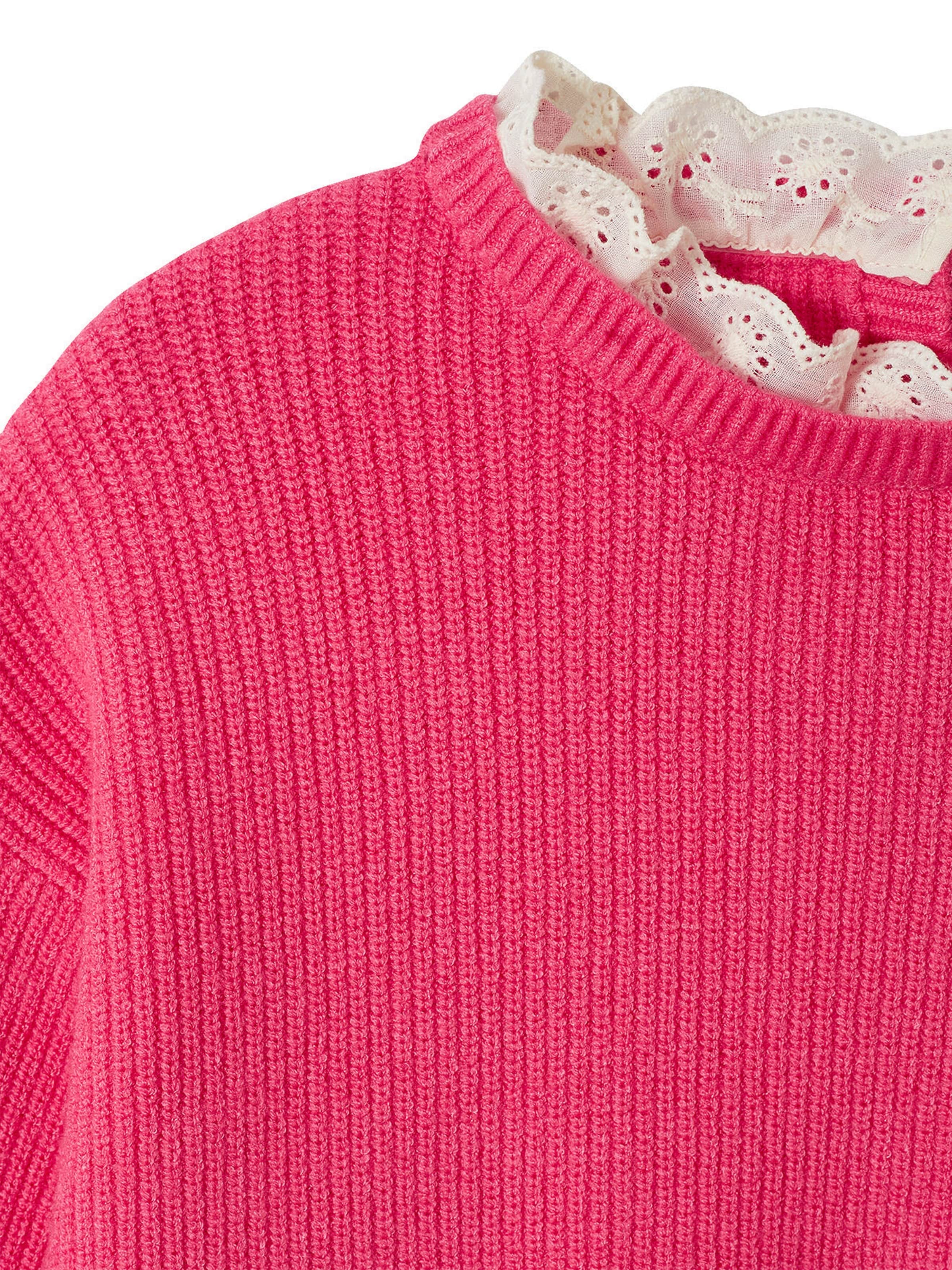 Vertbaudet Mädchen Pullover mit Volantkragen, Capsule Collection MAMA, TOCHTER & BABY bonbon rosa