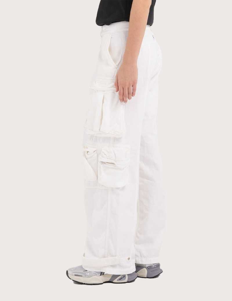 REPLAY PANTALON FEMME COMBAT MILVA BLANC
