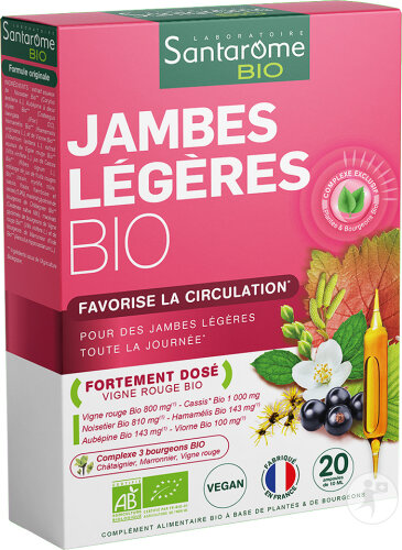 Santarome Jambes Légères Bio 20 Ampoules