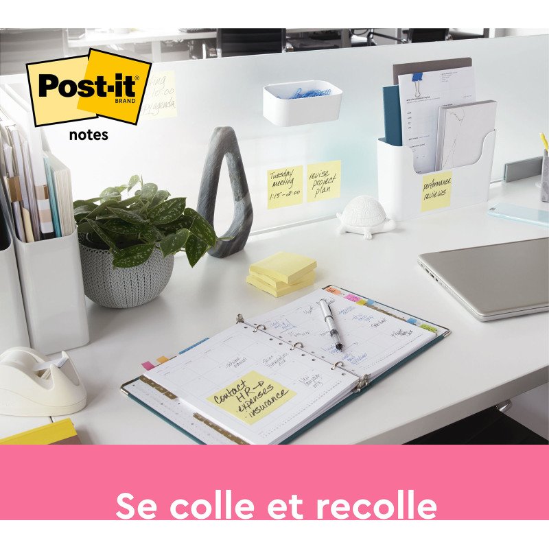 Notes repositionnables jaunes Post-It - bloc de 100 feuilles - Lot de 3