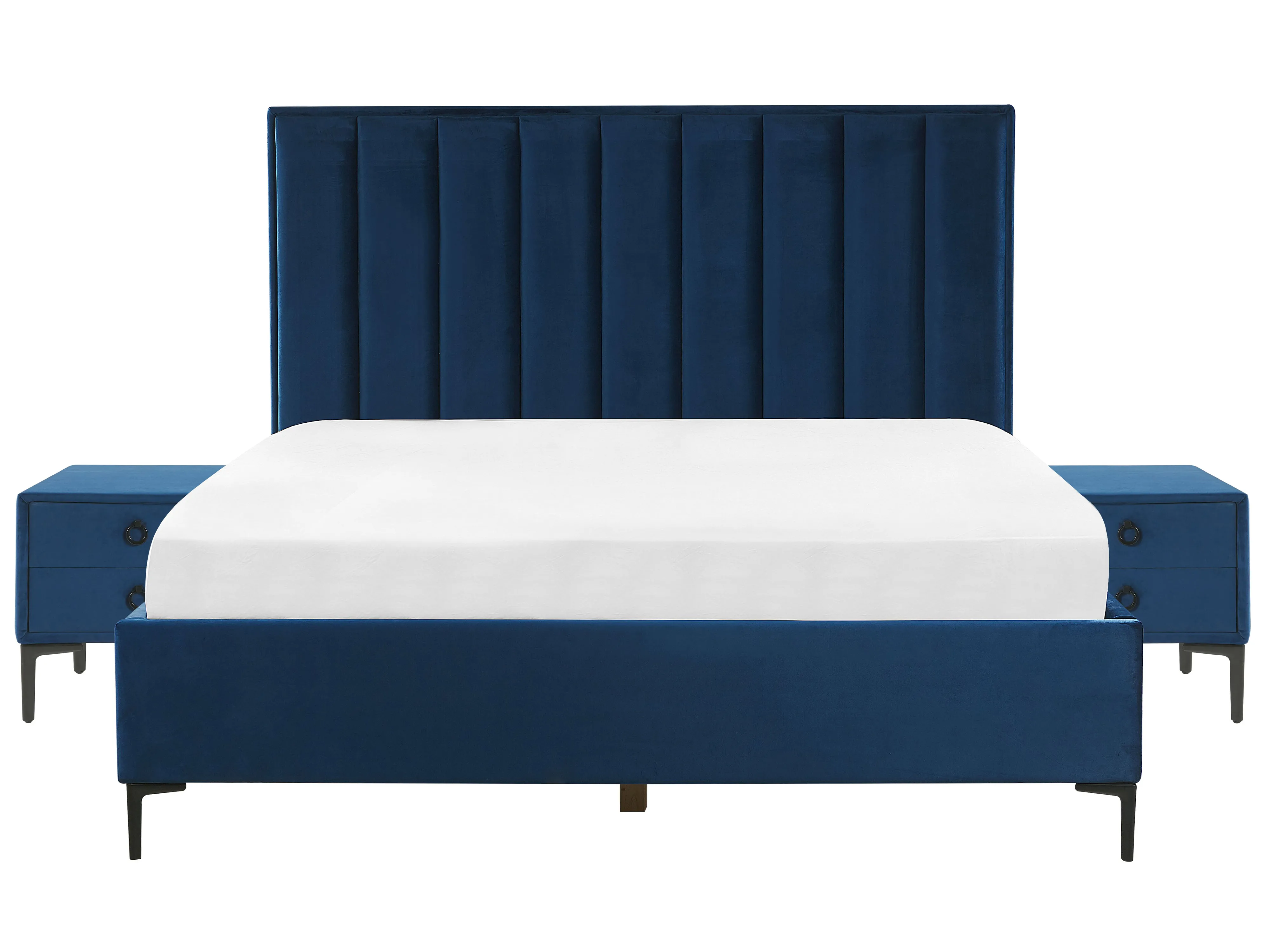 Slaapkamerset Fluweel SEZANNE 180 x 200 cm Marineblauw
