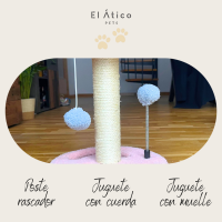 Arranhador para Gatos. Arranhador pequeno de 35 cm. Torre para gatos com 2 bolas para brincar. Arranhador para gatos. Árvore para gatos em formato de flor.