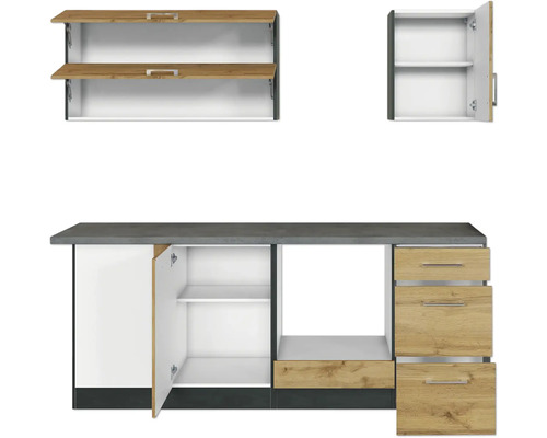 Held Furniture hoekkeuken zonder apparatuur Sorrento 210 cm eiken mat gedemonteerd omkeerbaar model 1014.6282