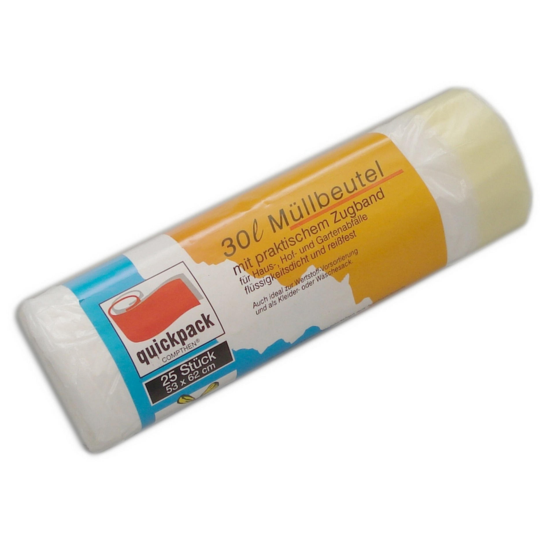 helfix Zugband-Müllbeutel - weiß - 30 Liter