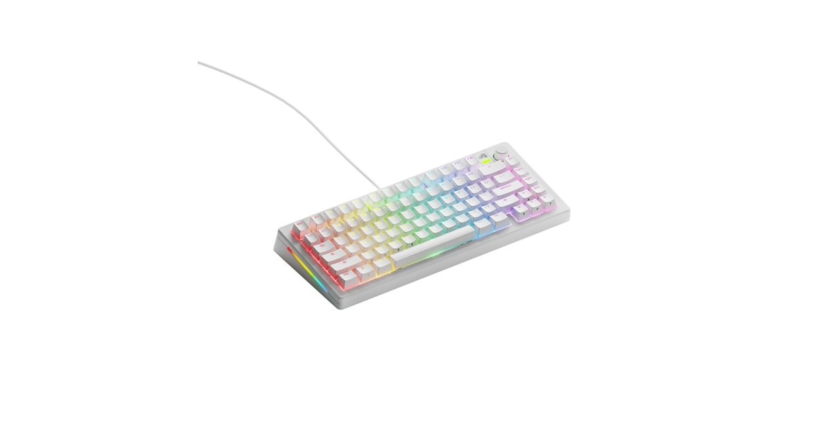 GloriousGMMK 3 75% Prebuilt Wired White, gaming toetsenbord  (Wit, US lay-out, Glorious Fox, 75%, RGB, GPBT-doubleshot keycaps, Knob)